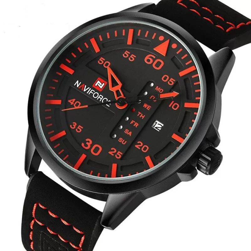 NAVIFORCE Waterproof Military Sport Quartz Men Watches With Leather Strap