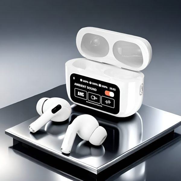 A9 Pro Black & White Airpods Anc With App | Screen Airpods | Bt 5.4 Version