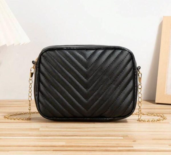 Horizontal Square Shaped Shoulder Bag | Pu Leather Bag For Girls & Women (black