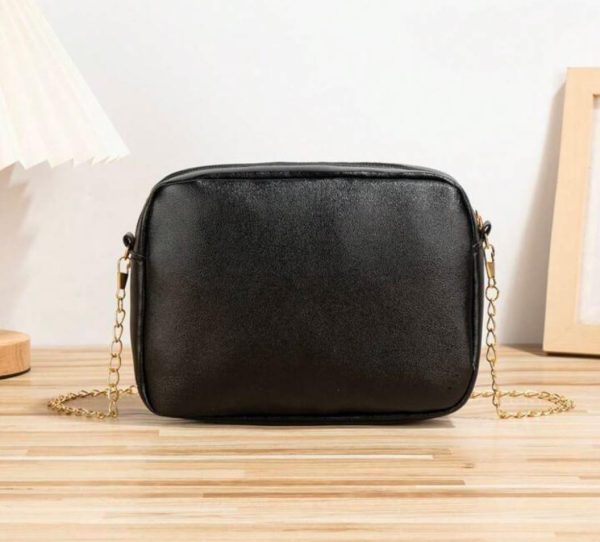 Horizontal Square Shaped Shoulder Bag | Pu Leather Bag For Girls & Women (black